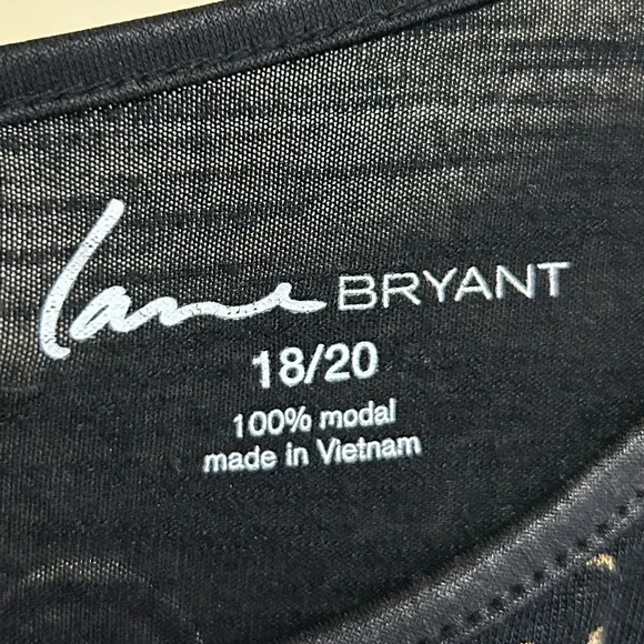 Lane Bryant Shirt Tunic Top Size 18/20 Black Round Neck Back Zip - Picture 4 of 5